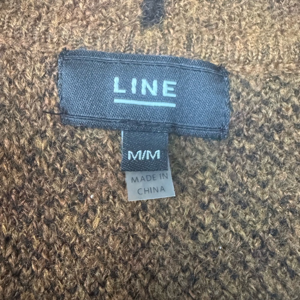LINE Plaid Long Cardigan/Duster – Brown & Black Check - Size Medium - Picture 11 of 17